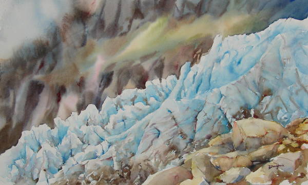 seracs du glacier d'Argentieres.aquarelle